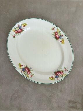 Vintage Floral Oval Platter Amberone 12 Inch Serving Bristol Pountney and Co